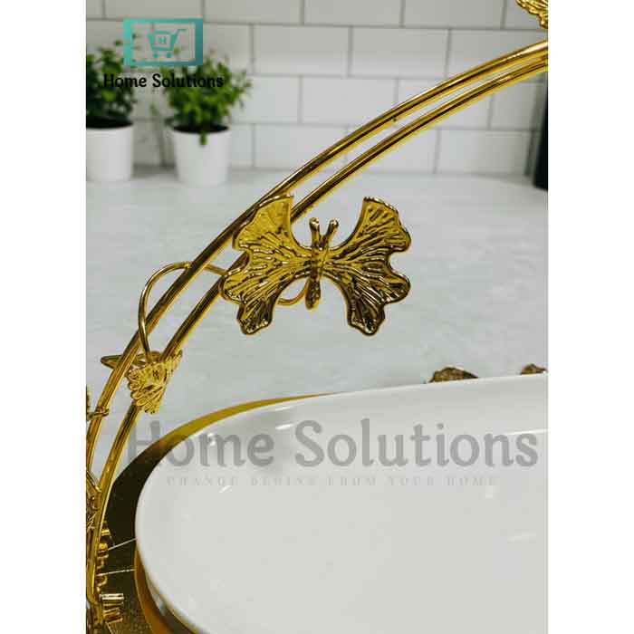 Gold Butterfly Oval Serving Platter & Fruit Plate