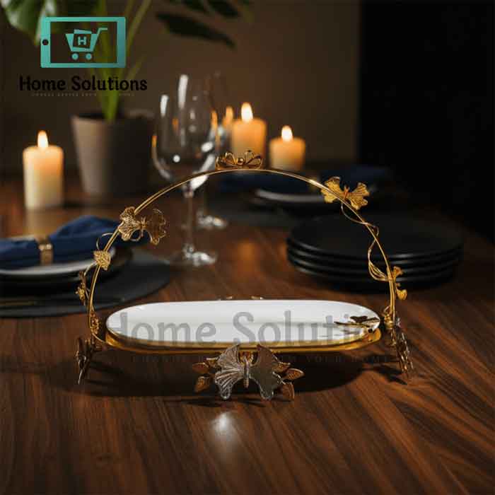 Gold Butterfly Oval Serving Platter & Fruit Plate