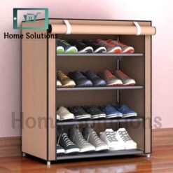 Metal Frame Non-Woven Dust Proof Shoe Rack - 4 Tier