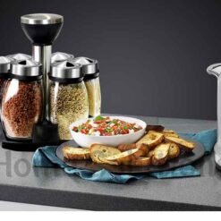 Alternative view of Rotating Cruet Condiment Seasoning Jars Set for Spices Pepper Sprays Bottles Salt Shakers Holder Kitchen Storage Rack Organizer