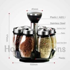 Rotating Cruet Condiment Seasoning Jars Set for Spices Pepper Sprays Bottles Salt Shakers Holder Kitchen Storage Rack Organizer 10 - Home Solutions
