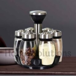 Rotating Cruet Condiment Seasoning Jars Set for Spices Pepper Sprays Bottles Salt Shakers Holder Kitchen Storage Rack Organizer 6 - Home Solutions