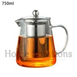 Heat Proof Glass Tea Pot with Stainless Steel Infuser Strainer 750ml 1 - Home Solutions