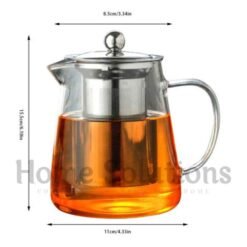 Heat Proof Glass Tea Pot with Stainless Steel Infuser Strainer 750ml 2 - Home Solutions