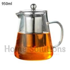 Heat Proof Glass Tea Pot with Stainless Steel Infuser Strainer 950ml 1 1 - Home Solutions