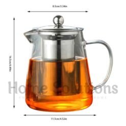 Heat Proof Glass Tea Pot with Stainless Steel Infuser Strainer 950ml 2 1 - Home Solutions
