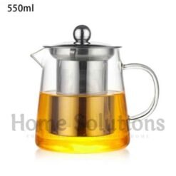 Heat Resistant Glass Tea Pot with Stainless Steel Infuser Strainer 550ml 13 - Home Solutions