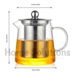 Heat Resistant Glass Tea Pot with Stainless Steel Infuser Strainer 550ml 14 - Home Solutions