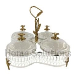 Alternative view of Orchid Dry Fruit Snack Serving Bowls with Lid - Silver & Golden - 4 Compartment