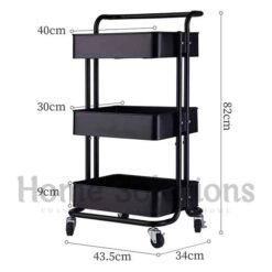 3-Tier Metal Storage Rolling Cart with Utility Handle Kitchen Carts On Wheels 360-Degree Rotation Trolley Cart, Shelving Unit for Garage Kitchen Bathroom Bedroom Office 14 3 Tier Metal Storage Rolling Cart with Utility Handle Kitchen Carts On Wheels 360 Degree Rotation Trolley Cart Shelving Unit for Garage Kitchen Bathroom Bedroom Office 6 - Home Solutions