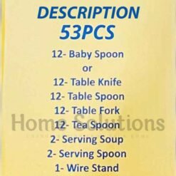 Matt Black Stainless Steel Cutlery Set with Zebra Strips Print for 12 Persons 53 Pieces 1 - Home Solutions