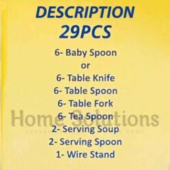 Matt Black Stainless Steel Cutlery Set with Zebra Strips Print for 6 Persons 29 Pieces 2 1 - Home Solutions