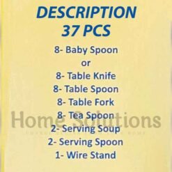 Matt Black Stainless Steel Cutlery Set with Zebra Strips Print for 8 Persons 37 Pieces 1 - Home Solutions