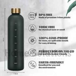 Time Marker BPA Free Hydro Plastic Bottle 1000ml Black 4 - Home Solutions