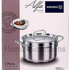 Korkmaz Alfa Stainless Steel Casserole 22 x12cm 4 L 6 - Home Solutions