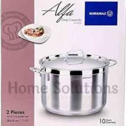 Korkmaz Alfa Stainless Steel Extra Deep Casserole 28 x18cm 11 L 1 - Home Solutions