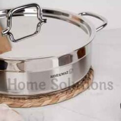 Korkmaz Alfa Stainless Steel Low Short Casserole 24 x8cm 3.5 L 3 - Home Solutions