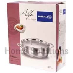 Korkmaz Alfa Stainless Steel Low Short Casserole 24 x8cm 3.5 L 4 - Home Solutions
