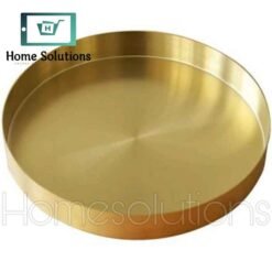 Stylish Matt Gold Serving Tray Thali Indian Style 30cm Diameter 2.8cm Depth 2 - Home Solutions
