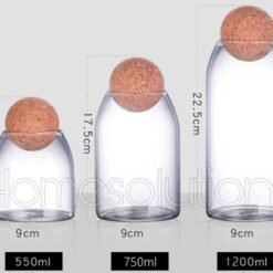 Cork Ball Glass Jar Set Glass Storage Jars Set of 3 4 - Home Solutions