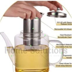 TOPSON Handmade Heat Proof Glass Tea Pot with Stainless Steel Infuser Strainer 950ml 2 - Home Solutions