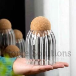 Cork Ball Lining Glass Jar Set Glass Storage Jars Set of 4 5 - Home Solutions