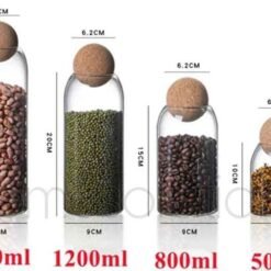 Cork Ball Lining Glass Jar Set Glass Storage Jars Set of 4 6 - Home Solutions