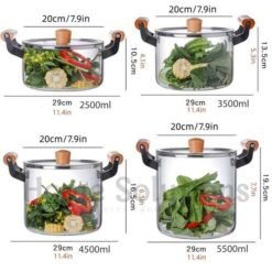 Fire Proof Borosilicate Glass Casserole Cooking Pot with Wooden Handle 2.5 Liters 6 - Home Solutions