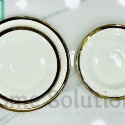 Golden Border Ceramic Plate Set - 18 Pieces 7 Golden Border Ceramic Plate Set 18 Pieces 2 - Home Solutions