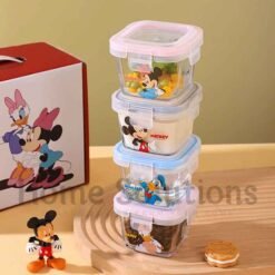 DISNEY Mickey Friends Authentic Eco Friendly Glass Airtight Box Set 130ml 4 Pieces 3 - Home Solutions