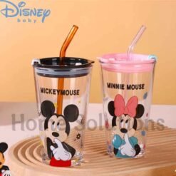 DISNEY Mickey Friends Authentic Sipper Glass with Lid Straw 450ml 2 - Home Solutions
