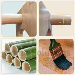 Multifunctional Bamboo Clothes Hanger Stand with Double Layered Fabric Basket 5 - Home Solutions