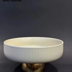 Alternative view of Elegant 8-Inch Ceramic Fruit Bowl with Golden Footed Base