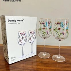 Danny Home Flower Wine Glass Set – 2 Piece Elegant Drinkware