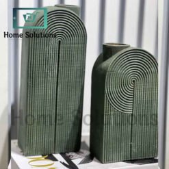 Alternative view of Arched Ribbed Vases -Modern  Decor Green