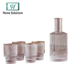Vintage-Style Optic Glass Decanter Set – 5-Piece Elegant Drinkware Collection