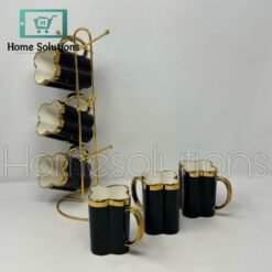 Alternative view of Floral Shape Mugs with Golden Rim & Stylish Golden Stand