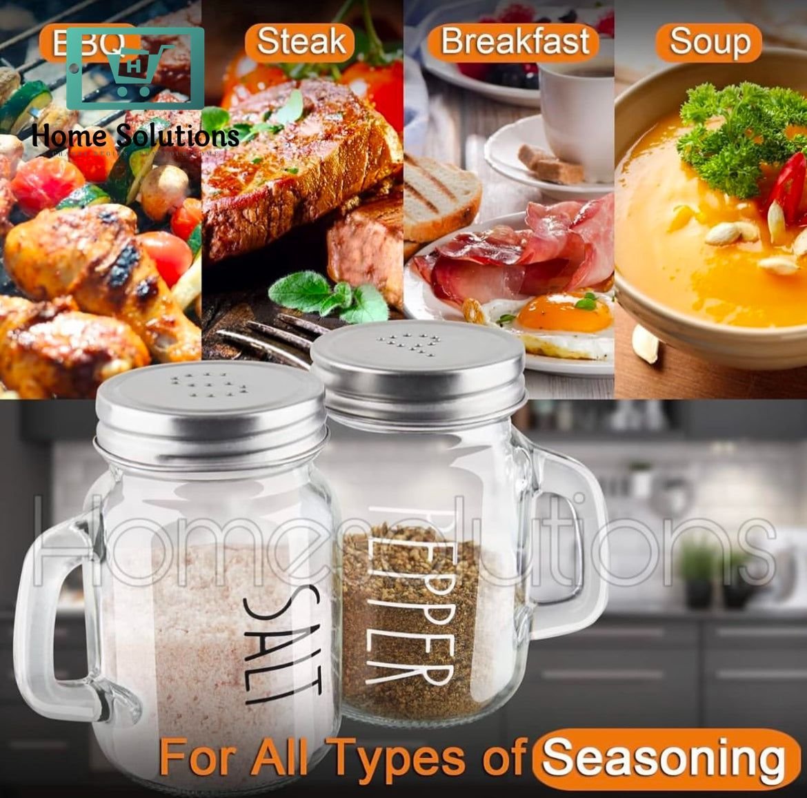 Mason Jar Style Salt & Pepper Shaker Set 5 Mason Jar Style Salt & Pepper Shaker Set - Image 4