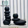 Stacked Stone Candle Holders 3pcs - Black & Gold Decor