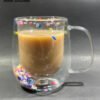 Elegant Double Wall Glass Coffee Mug – Floral Design – 350ml
