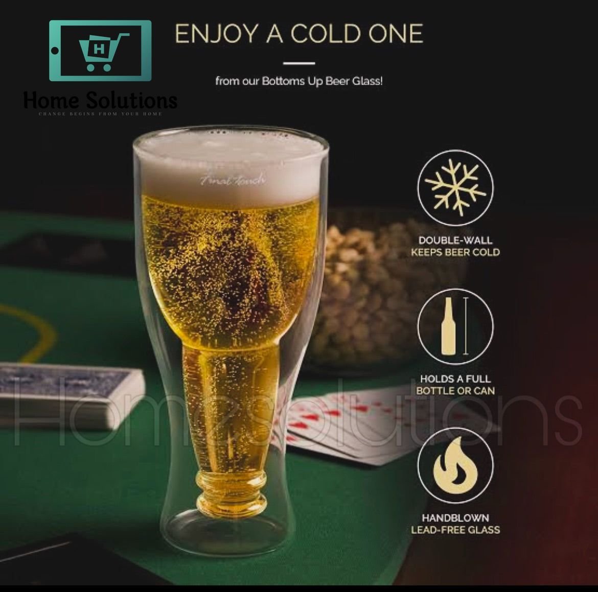 Bottoms Up Double Wall Glass Beer Glass 6 Bottoms Up Double Wall Glass Beer Glass - Image 4