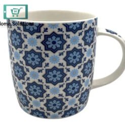 Porcelain Mug with Blue Moroccan Pattern – 350 ml Elegant Drinkware