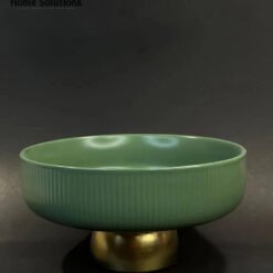 Elegant 8-Inch Ceramic Fruit Bowl with Golden Footed Base