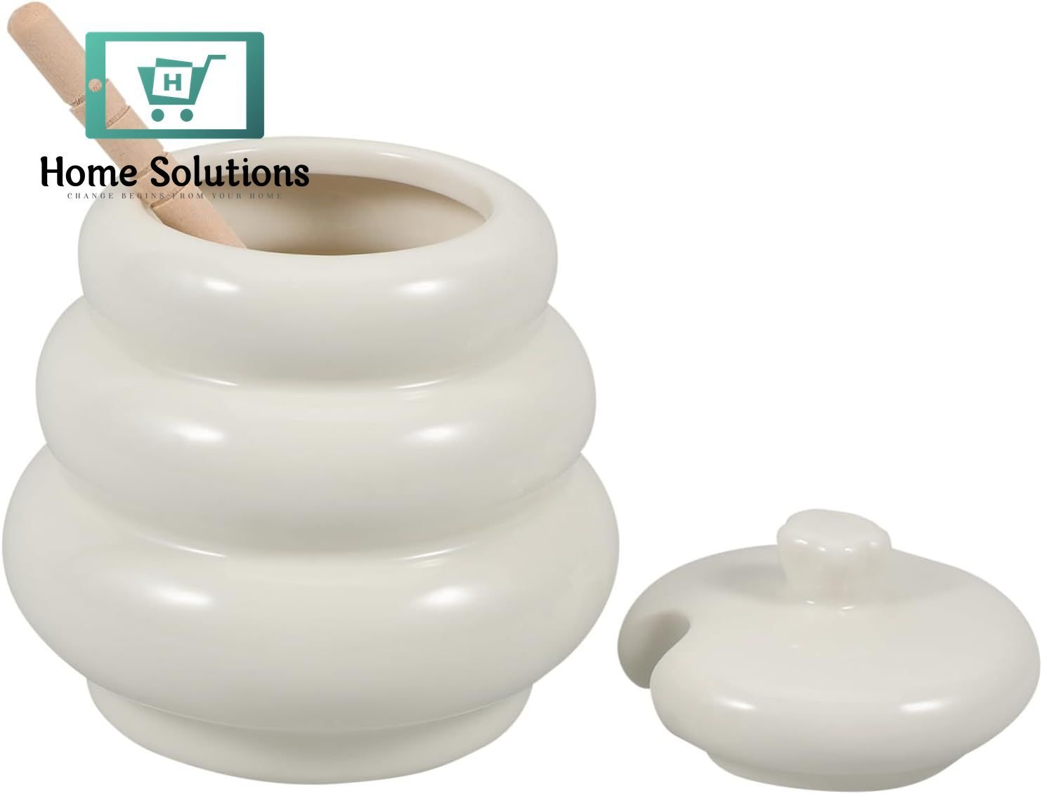 Elegant Ceramic Honey Jar with Dipper – Stylish Syrup & Honey Dispenser 4 Elegant Ceramic Honey Jar with Dipper – Stylish Syrup & Honey Dispenser - Image 2