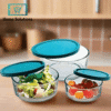 3pcs Food Storage Glass Bowls With Airtight lids.