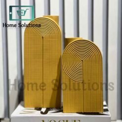 Arched Ribbed Vases - Modern Mustard Yellow Decor