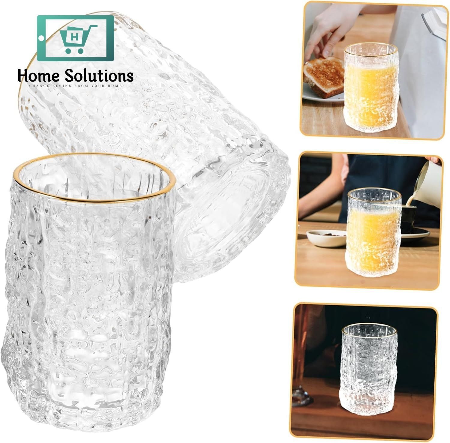 6-Piece Crystal Clear Drink Glass Set | Ice Texture Design - 300ml 7 6-Piece Crystal Clear Drink Glass Set | Ice Texture Design - 300ml - Image 5