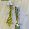 Golden Tong with Silver Floral Motifs Set of 2 Pieces