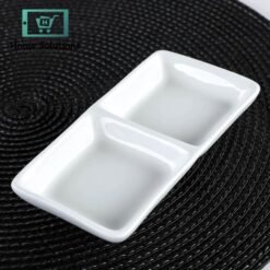 Wilmax England Fine Porcelain Divided Dish 5.5" x 3" | Dual-Section White Serving Dish