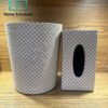 Premium Faux Leather Tissue Box & Waste Bin Set for Home & Office